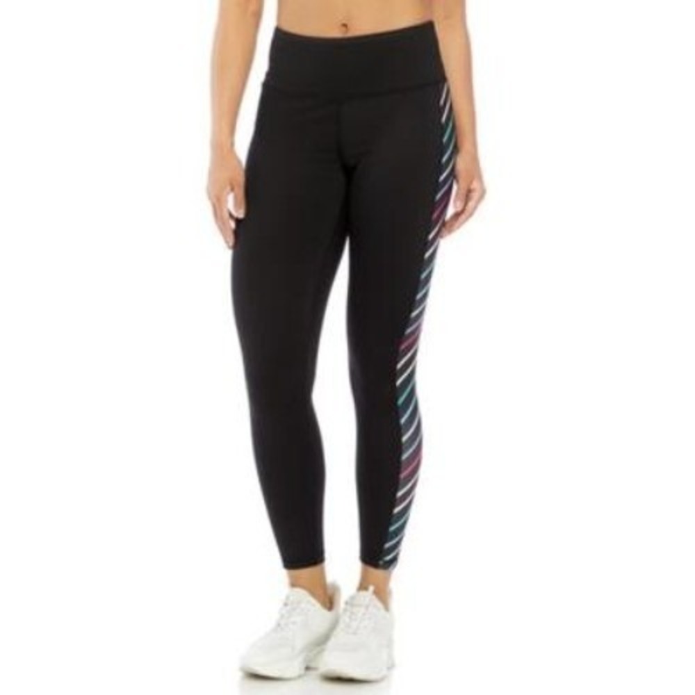 Crown & Ivy Women's Stripe Inset Leggings, Small, Black